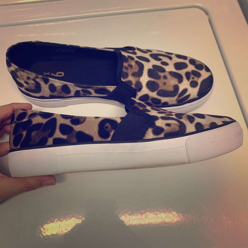 Leopard print slip ons